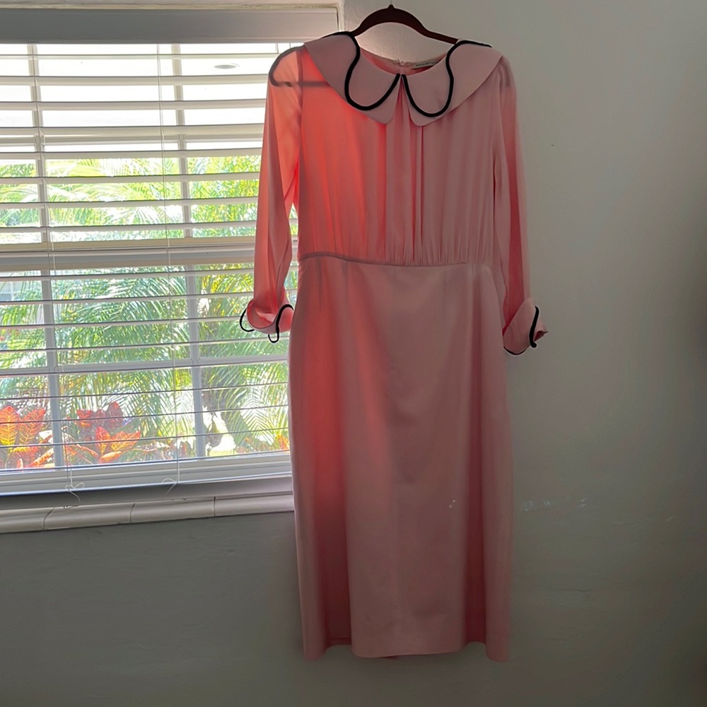 Emilia Wickstead Pink Tie Front Sheath Dress